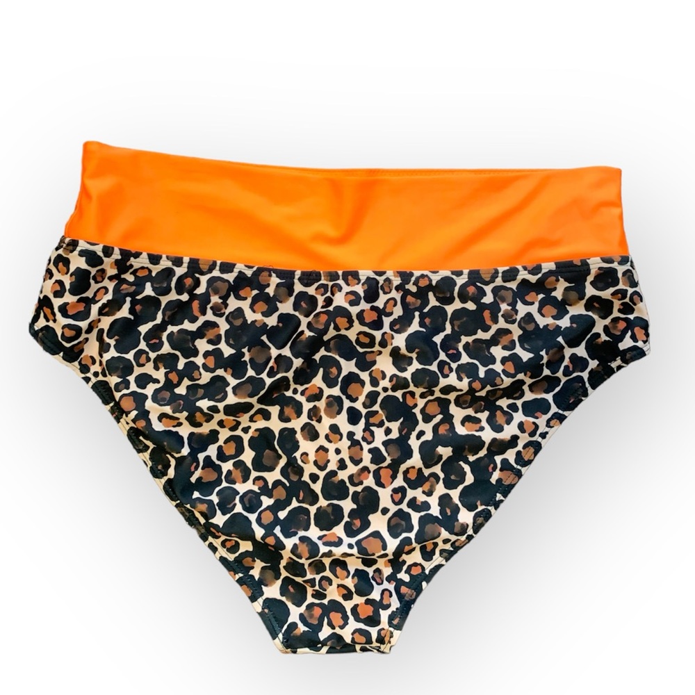 Orange‎ Leopard Bikini Bottom Women Plus Sz 2XL Tan Swimsuit BOTTOM ONLY NWOT - Picture 2 of 7